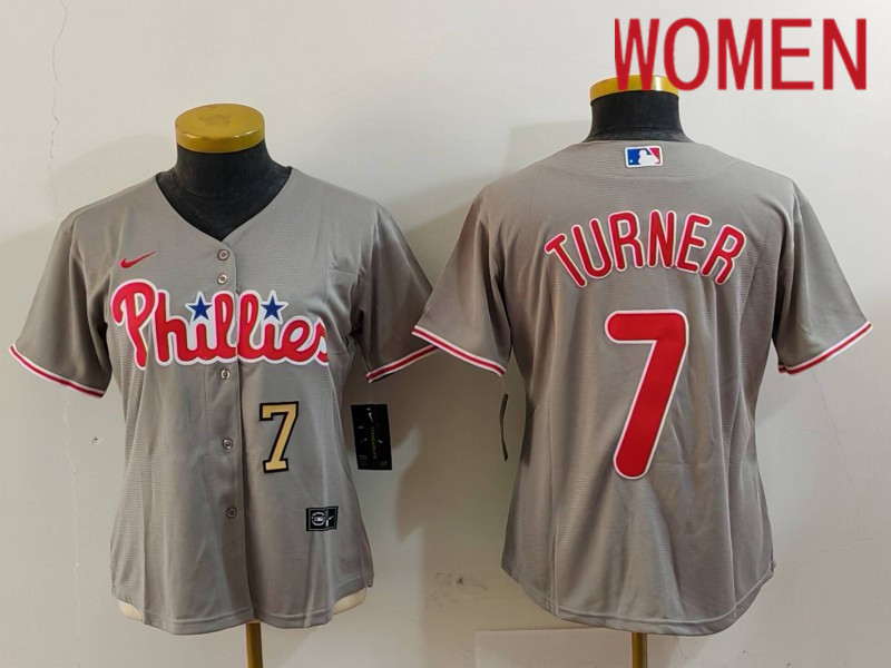 Women Philadelphia Phillies #7 Turner Grey Game Nike 2024 MLB Jersey style 912->indianapolis colts->NFL Jersey